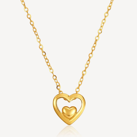 916 Gold Dual Heart Necklace