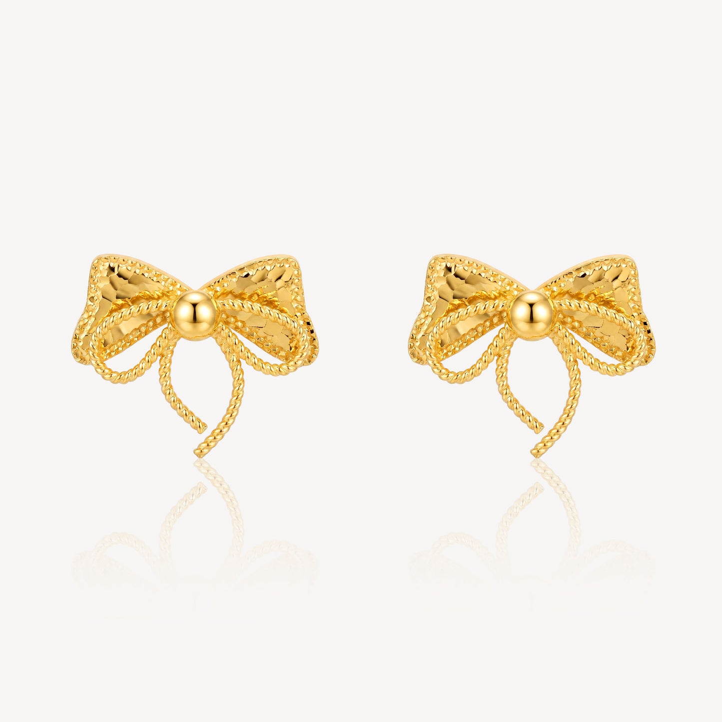 916 Gold Graceful Bow Earrings