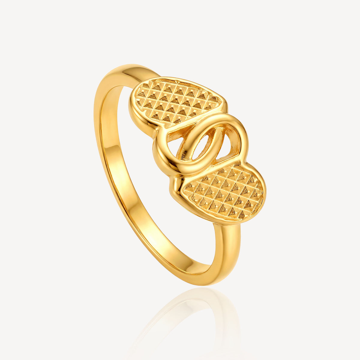 916 Gold Heart Duo Ring