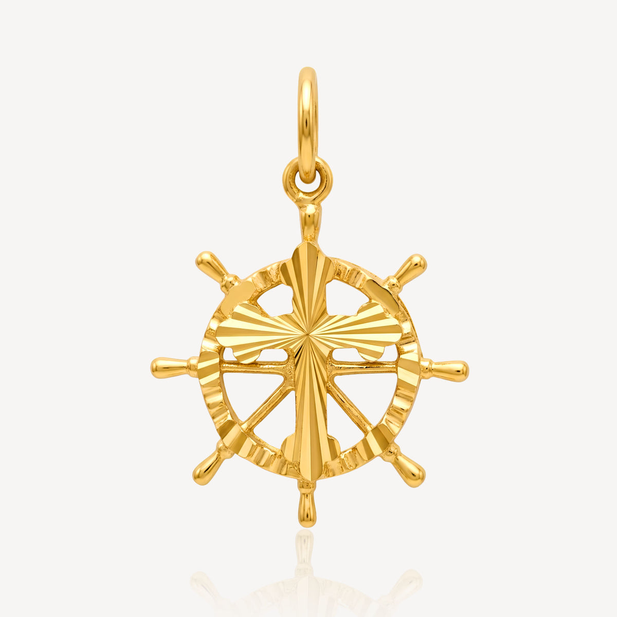 916 Gold Helm Cross Pendant