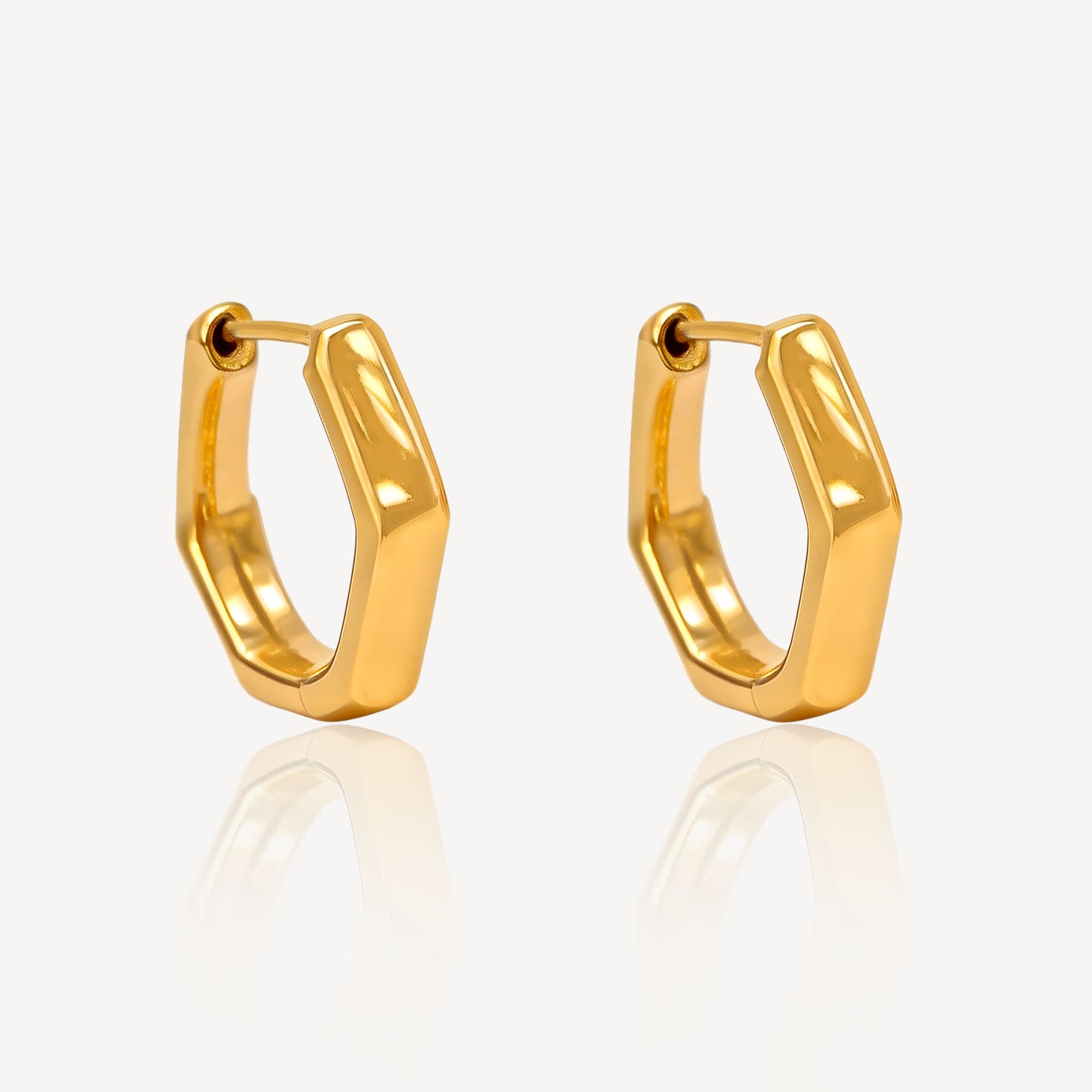 916 Gold Hexagon Earring