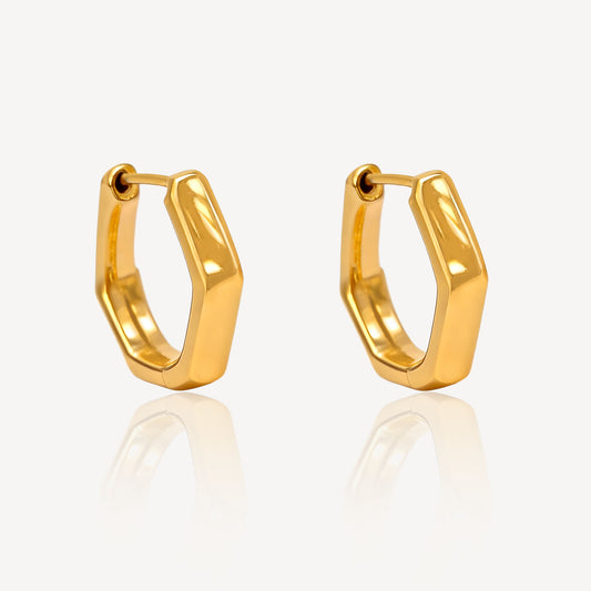 916 Gold Hexagon Earring