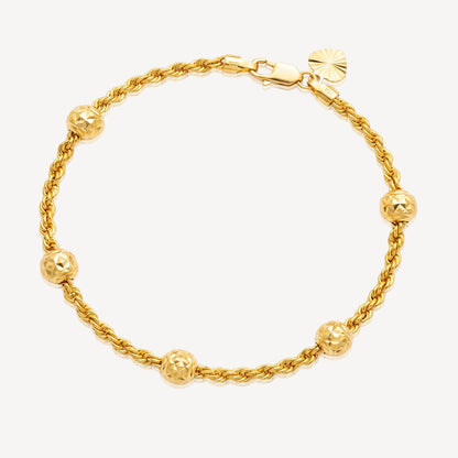 916 Gold Hollow Rope Ball Bracelet