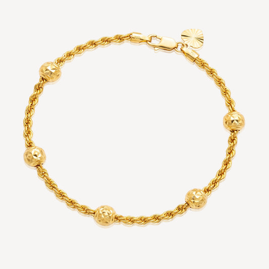 916 Gold Hollow Rope Ball Bracelet