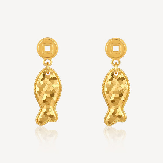 916 Gold Lucky Fish Earrings