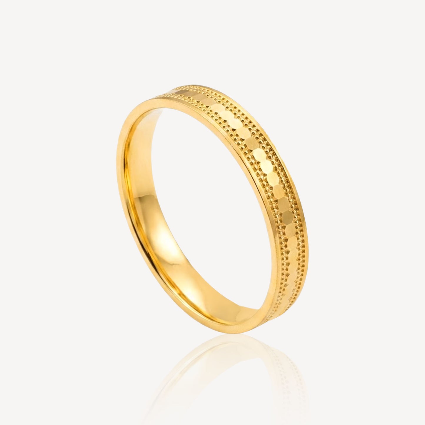916 Gold Milgrain Ring