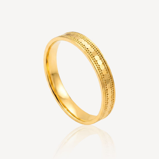 916 Gold Milgrain Ring