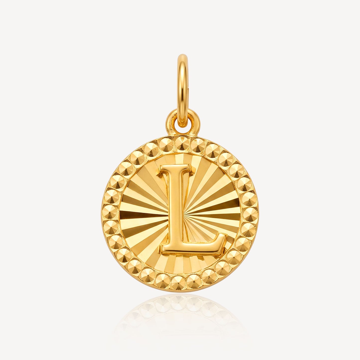 916 Gold Round Alphabet L Pendant