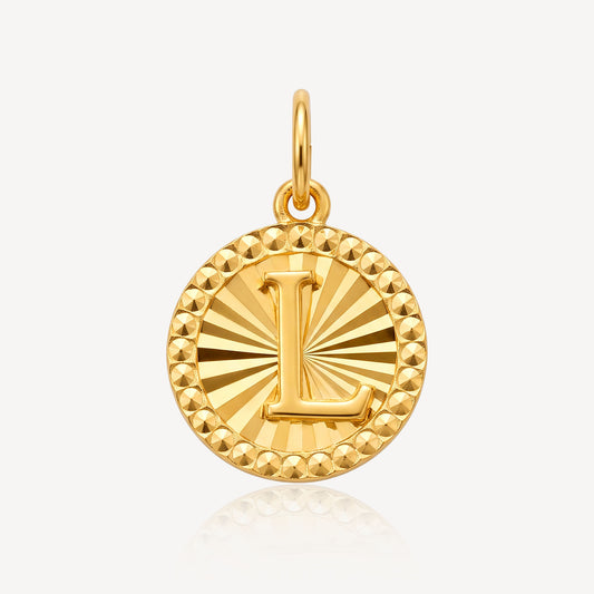 916 Gold Round Alphabet L Pendant