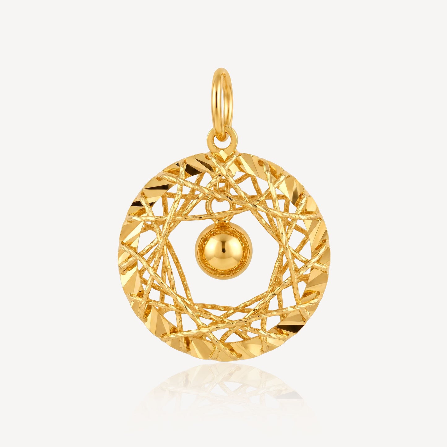 916 Gold Round Net Pendant