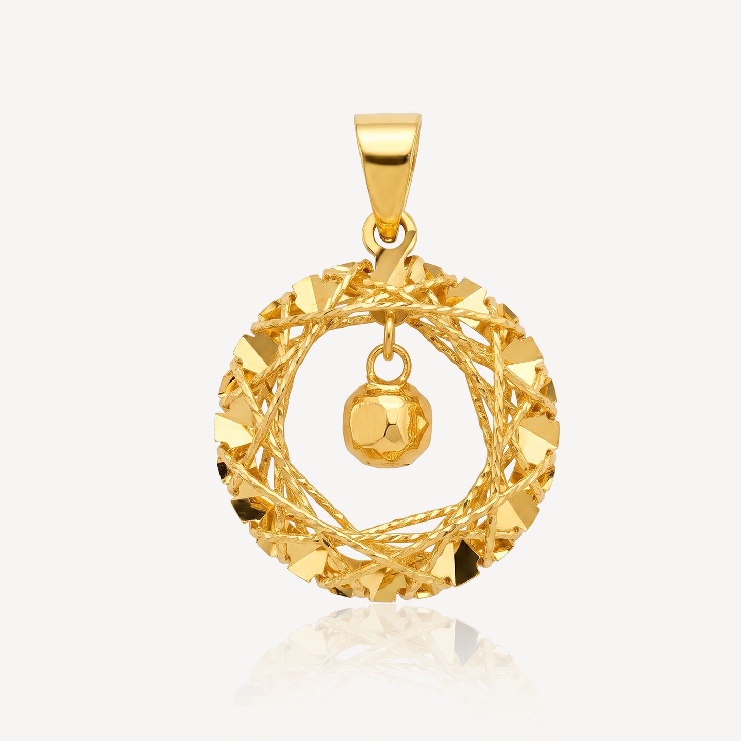 916 Gold Round Net Pendant
