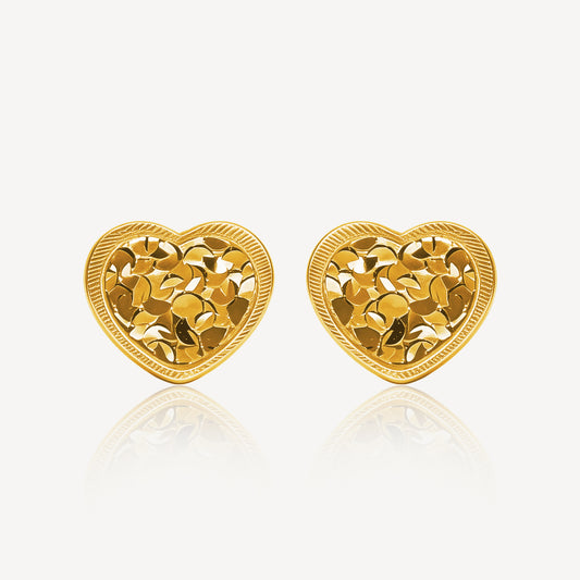 916 Gold Shining Heart Earring