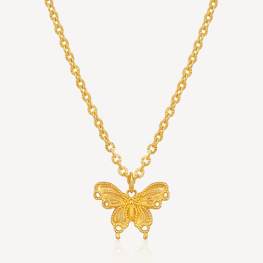 916 Gold Sparkle Butterfly Necklace