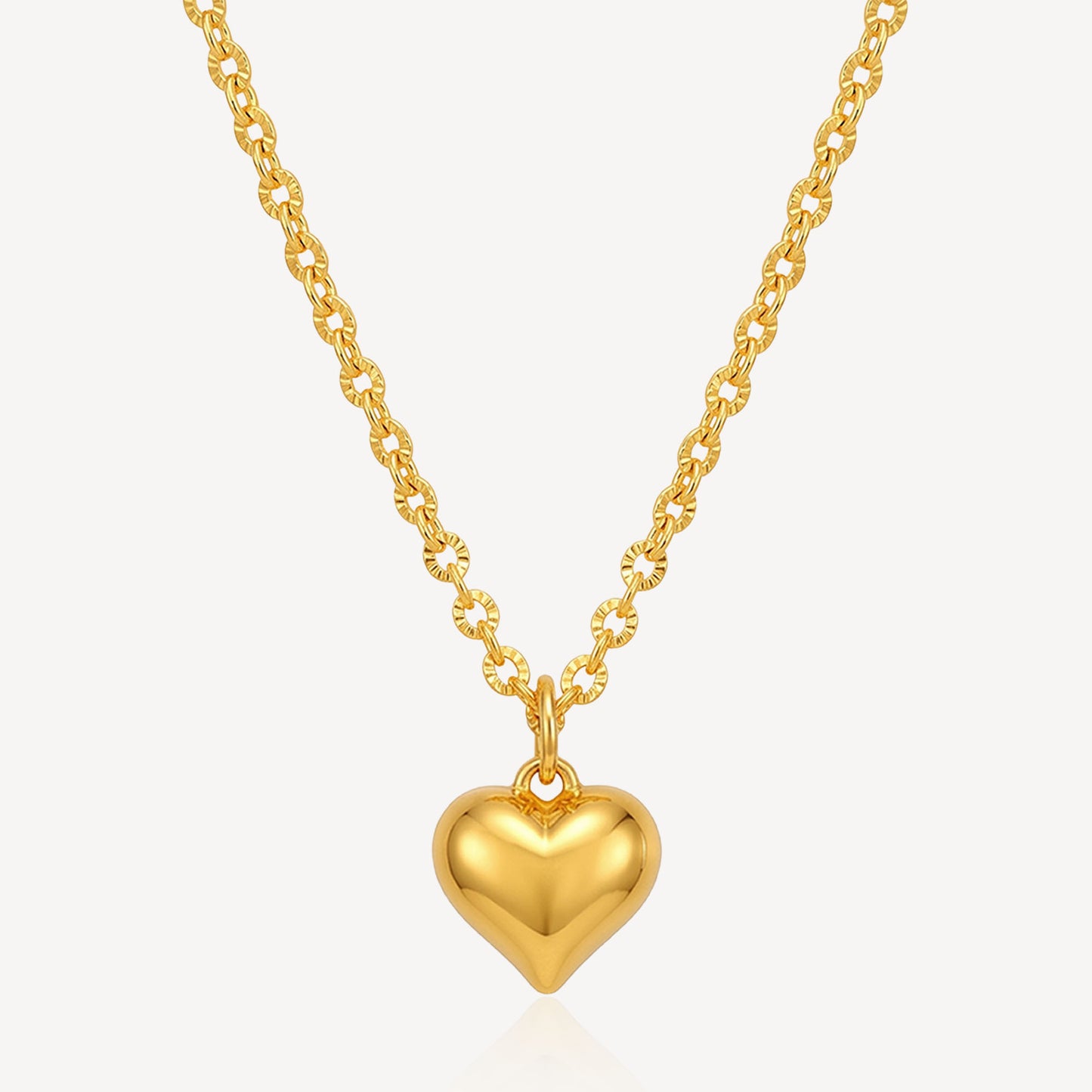 916 Gold Sparkle Disc Heart Necklace