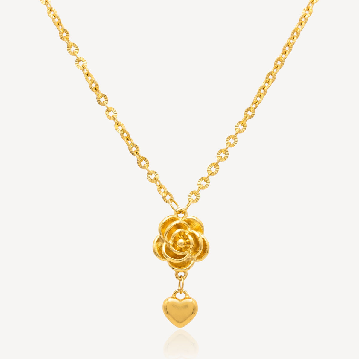 916 Gold Sparkle Rose Necklace