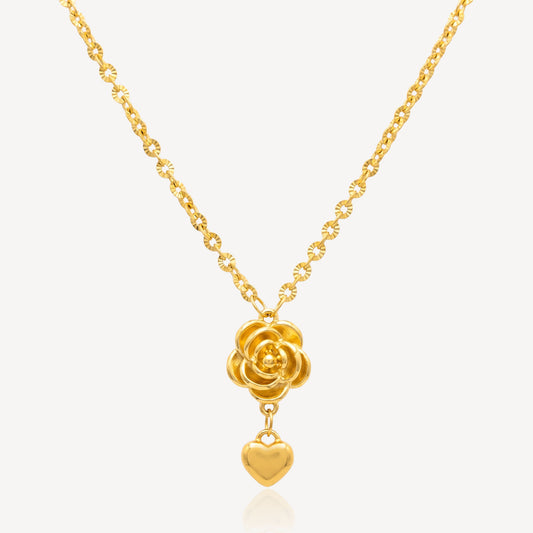 916 Gold Sparkle Rose Necklace
