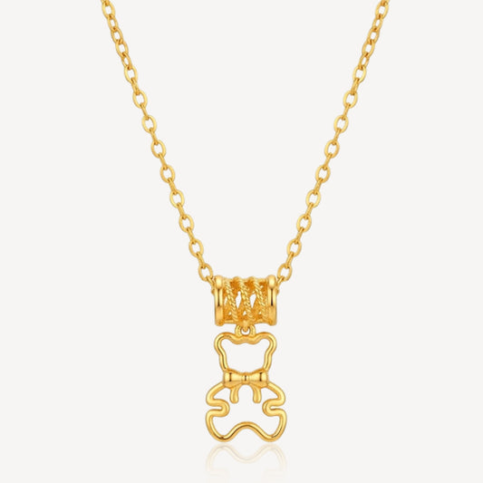 916 Gold Teddy Bear Necklace