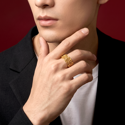 916 Gold 福 Abacus Ring - Top Gold Shop Gold Jewellery in singapore