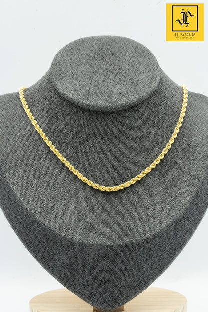 916 Gold Hollow Rope Chain (2.5mm Series) 18/19/22/24/26 Inches