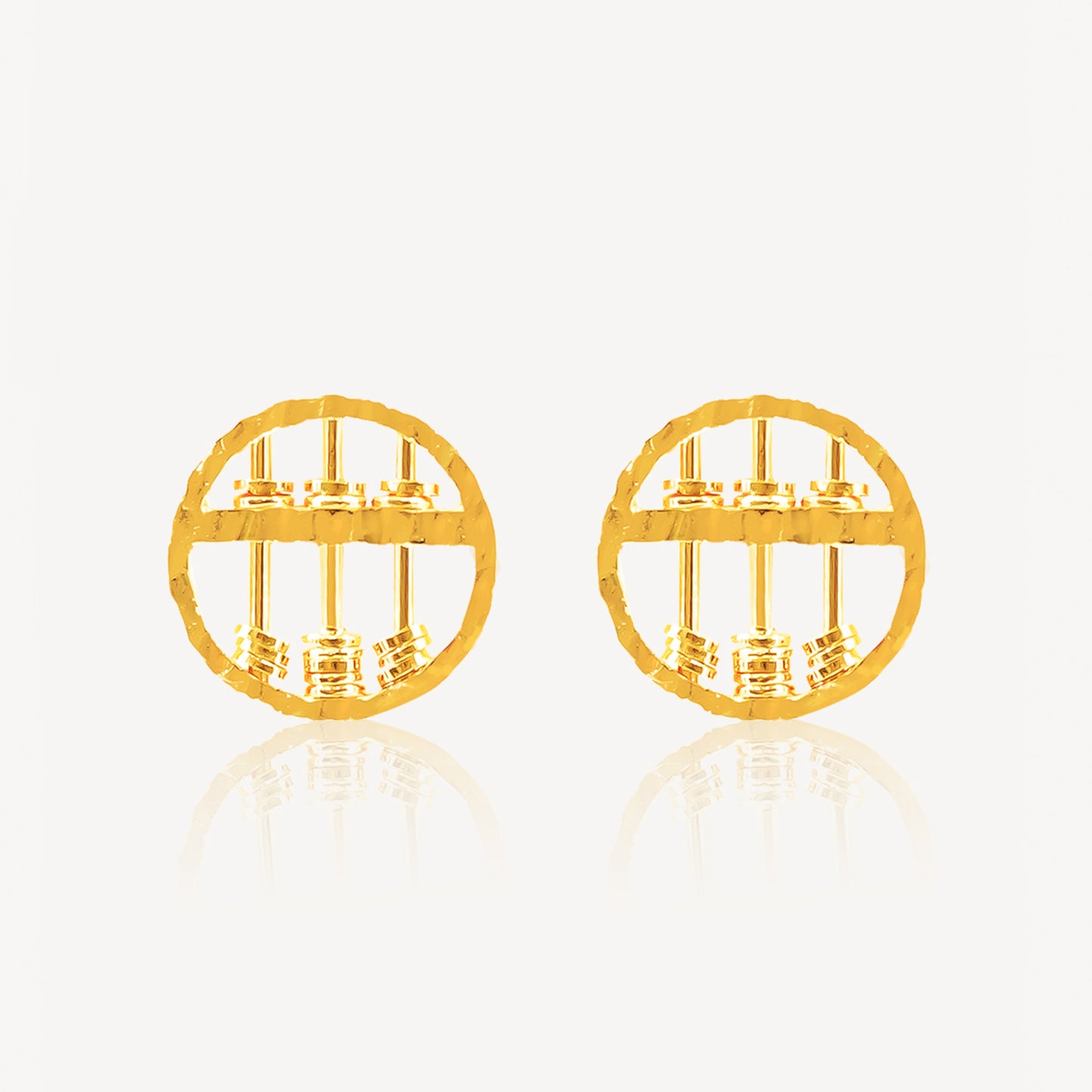 916 Gold Circle Abacus Ear Studs