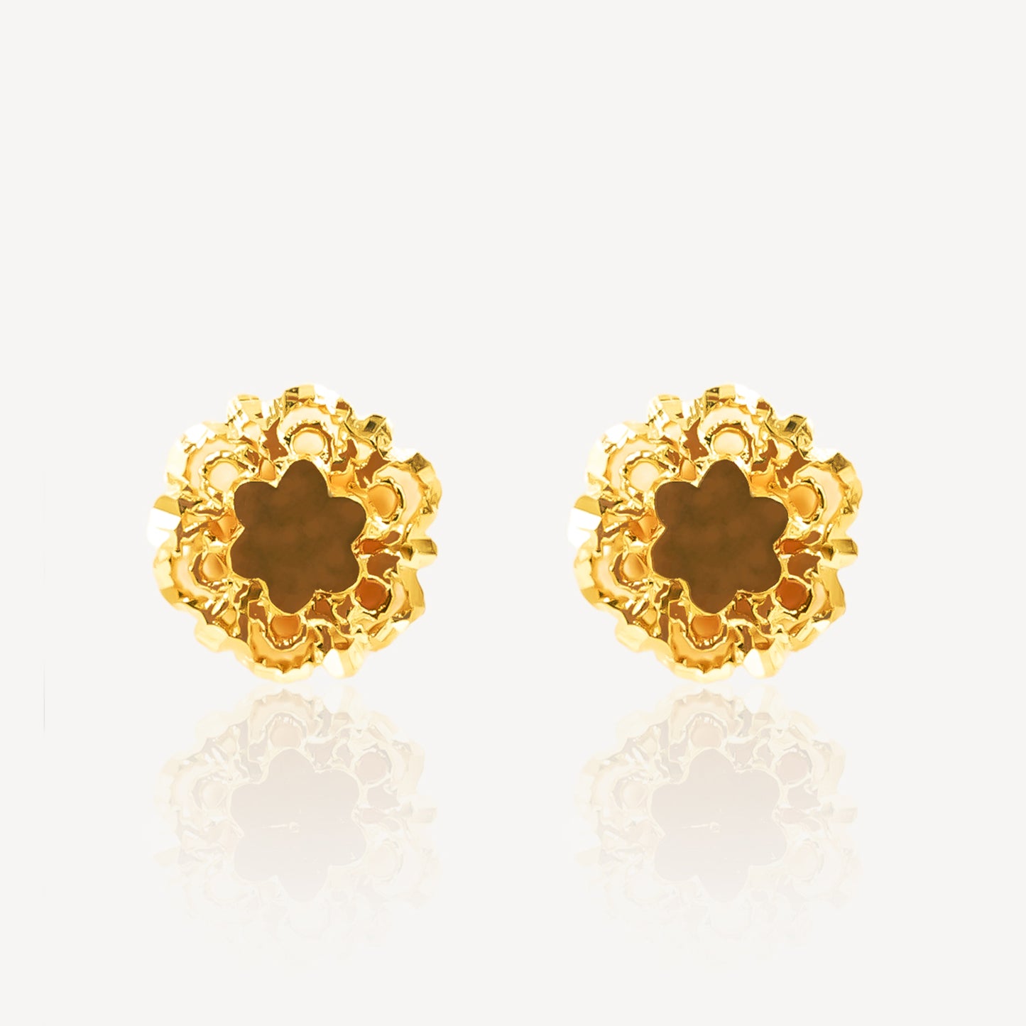 916 Gold Dazzling Flower Ears Studs