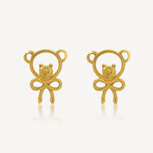 916 Gold Bear Ear Studs