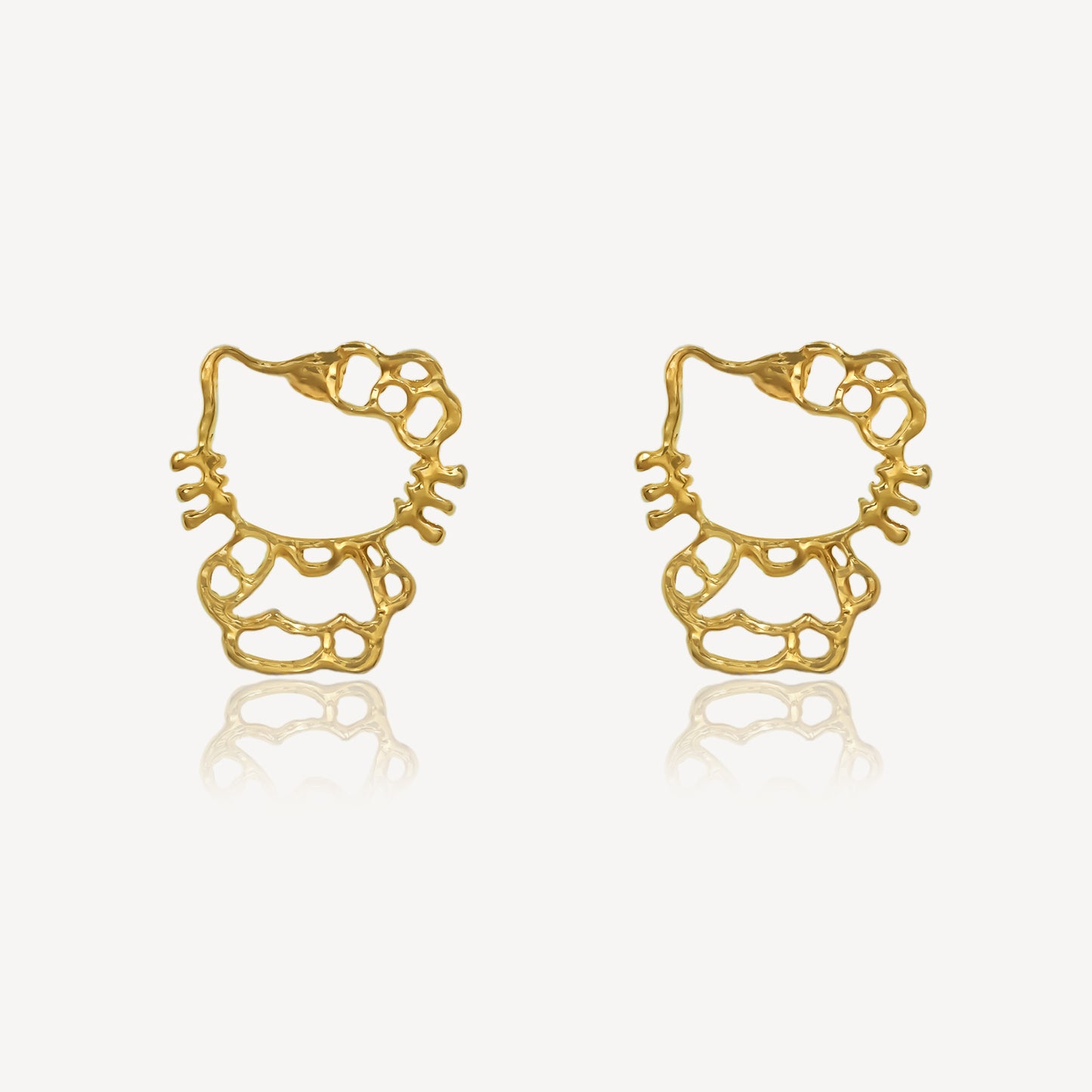 916 Gold Kitty Charm Earrings