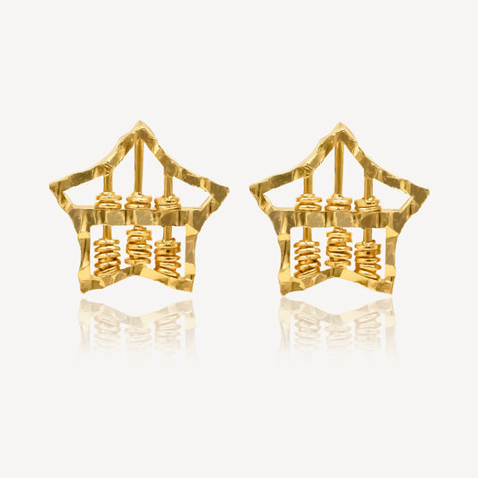 916 Gold Abacus Star Earrings