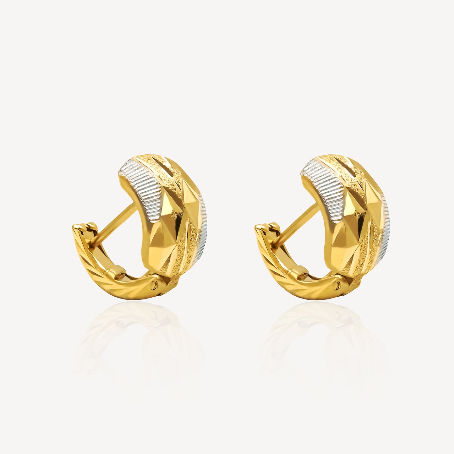 916 Gold Silver Crescent Elegance Earrings