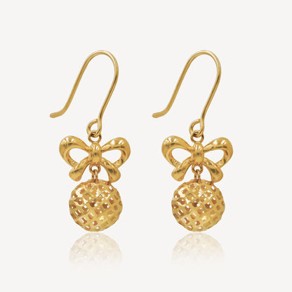 916 Gold Ribbon Drop Earrings