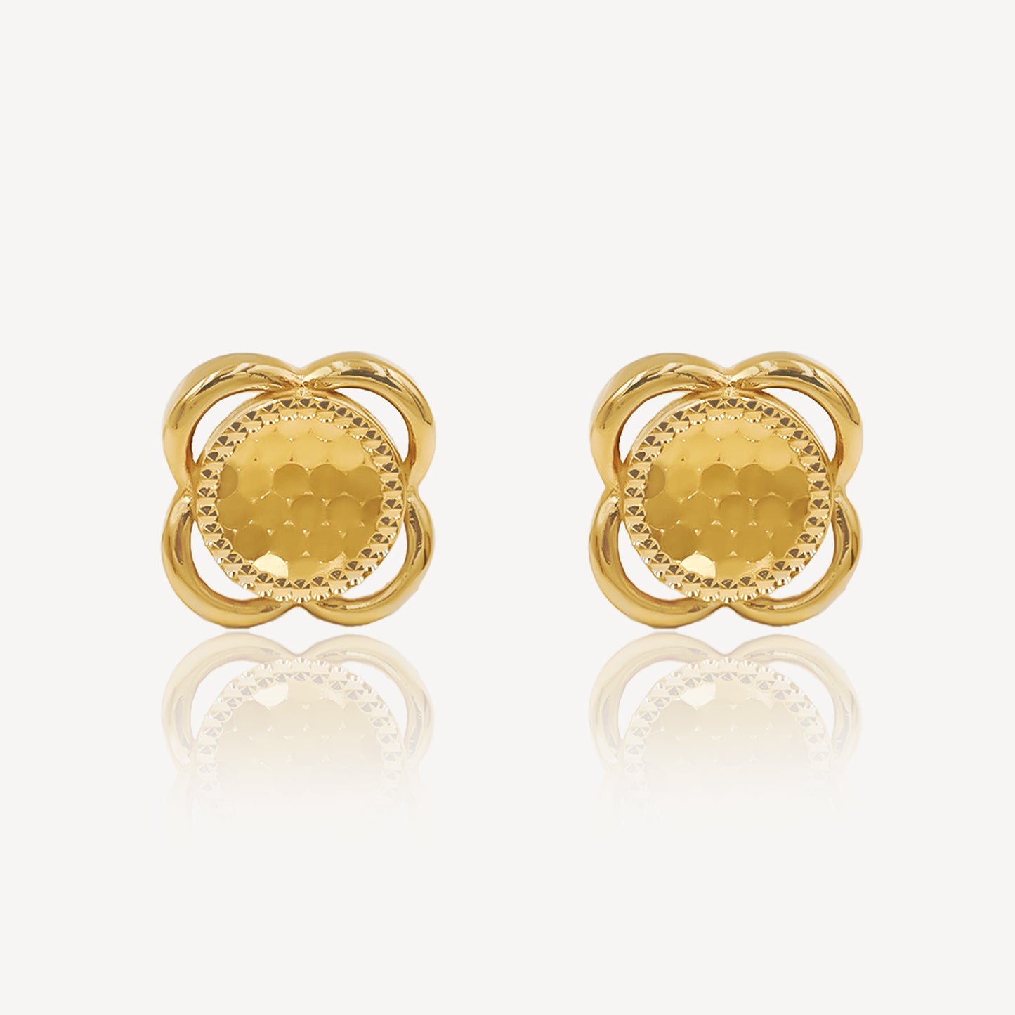 916 Gold Petal Circle Earrings