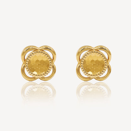 916 Gold Petal Circle Earrings