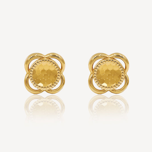 916 Gold Petal Circle Earrings