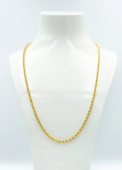 916 Gold Hollow Rope Chain (2.5mm Series) 18/19/22/24/26 Inches