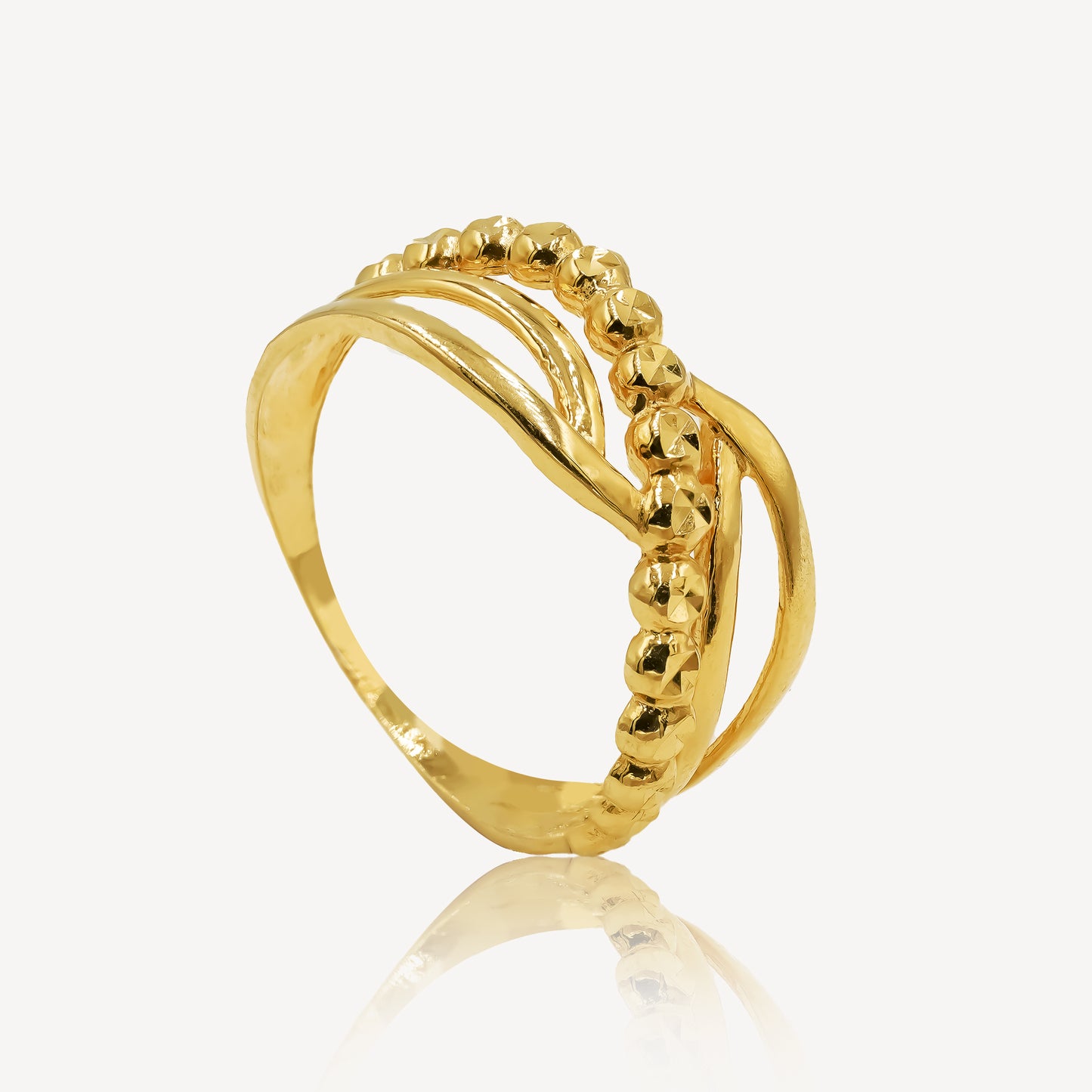 916 Gold Twisted Lines Ring