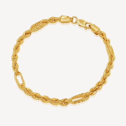 916 Gold Classic Hollow Rope Link Bracelet