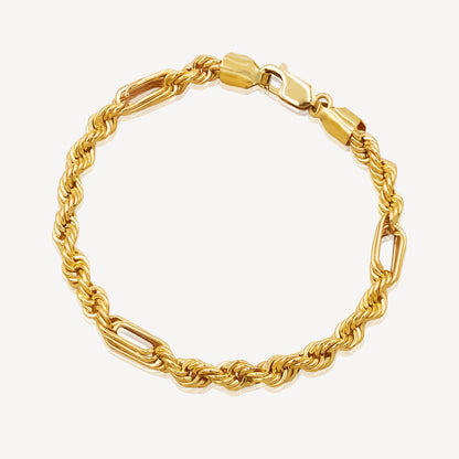 916 Gold Hollow Rope Link Bracelet (4mm)