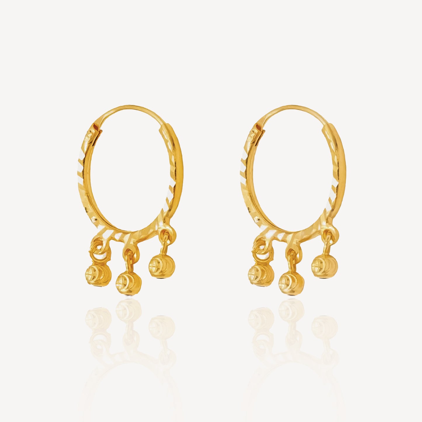 916 Gold Hoop Ball Earrings