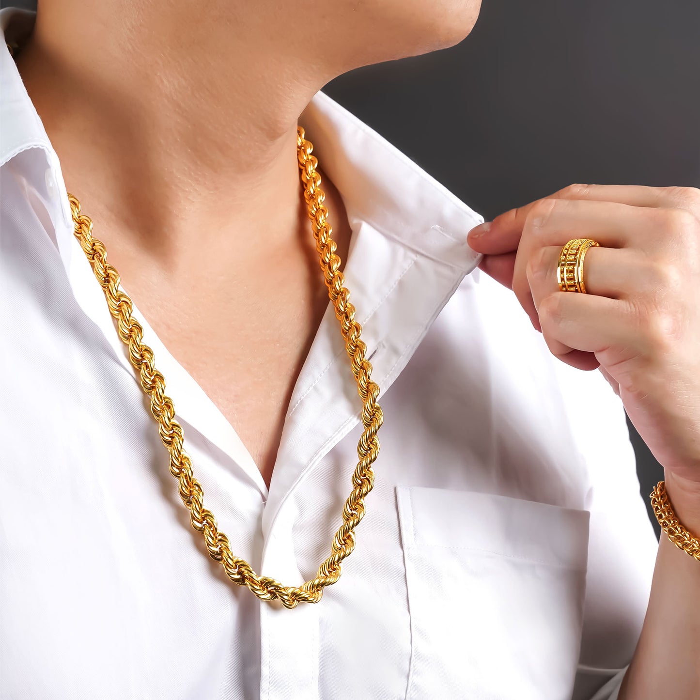 916 Gold Mega Hollow Rope Chain