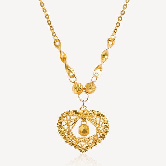 916 Gold Nestled Hearts Necklace