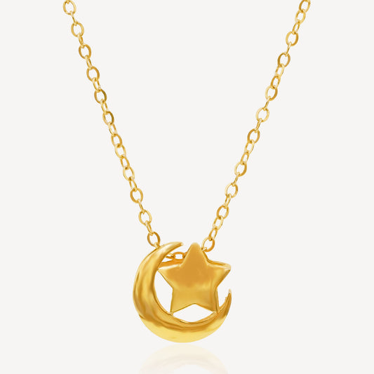 916 Gold Moon Star Necklace