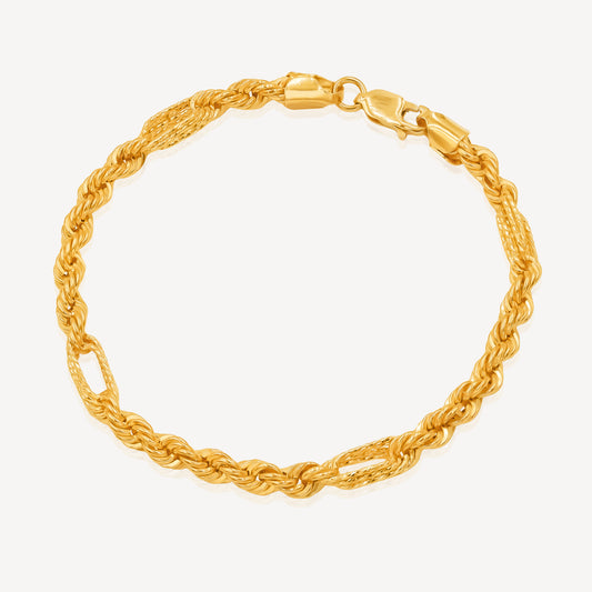 916 Gold Classic Hollow Rope Link Bracelet