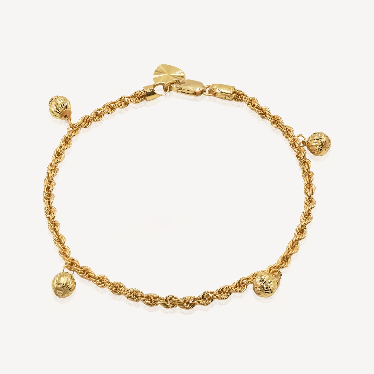 916 Gold Hollow Rope Charm Bracelet