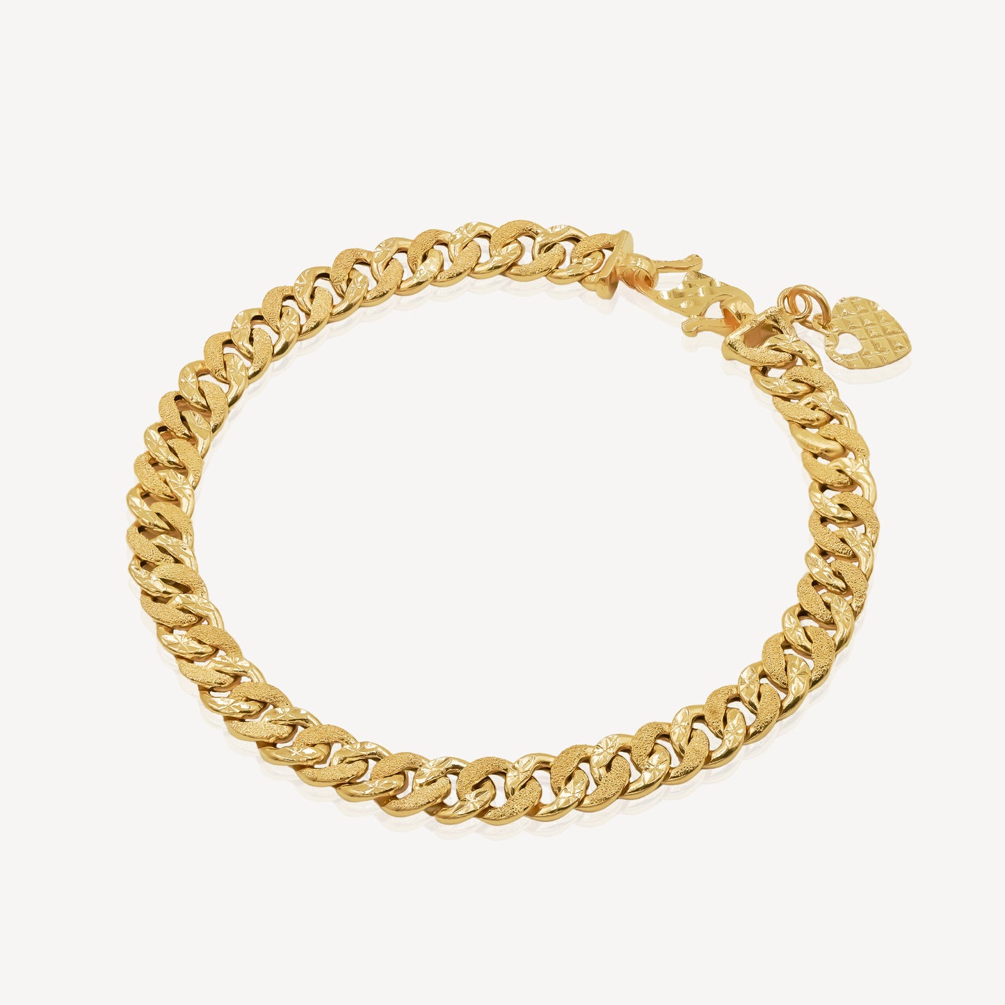 916 Gold Celeste Heart Link Bracelet (5.5mm/ 10mm)