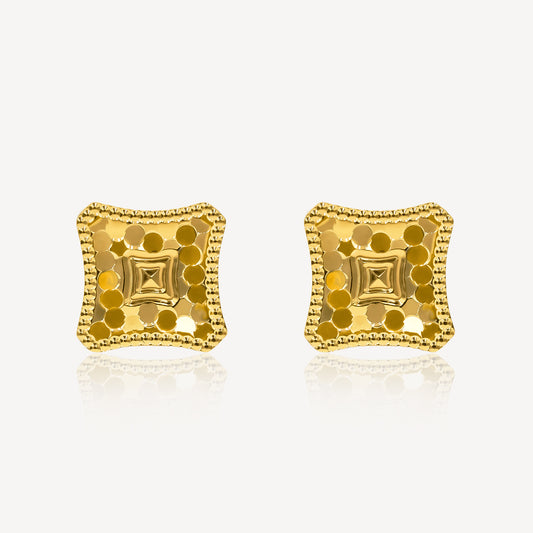 916 Gold Gleam Square Earrings