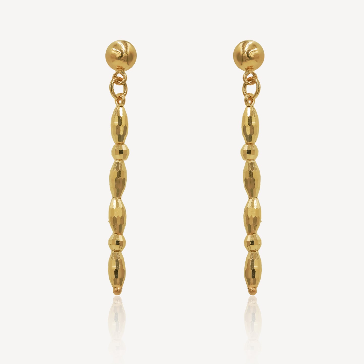 916 Gold Pillar Drops Earrings