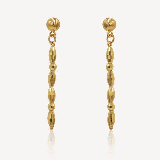 916 Gold Pillar Drops Earrings