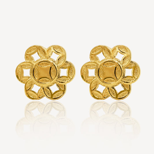 916 Gold Enchanting Flower Earrings