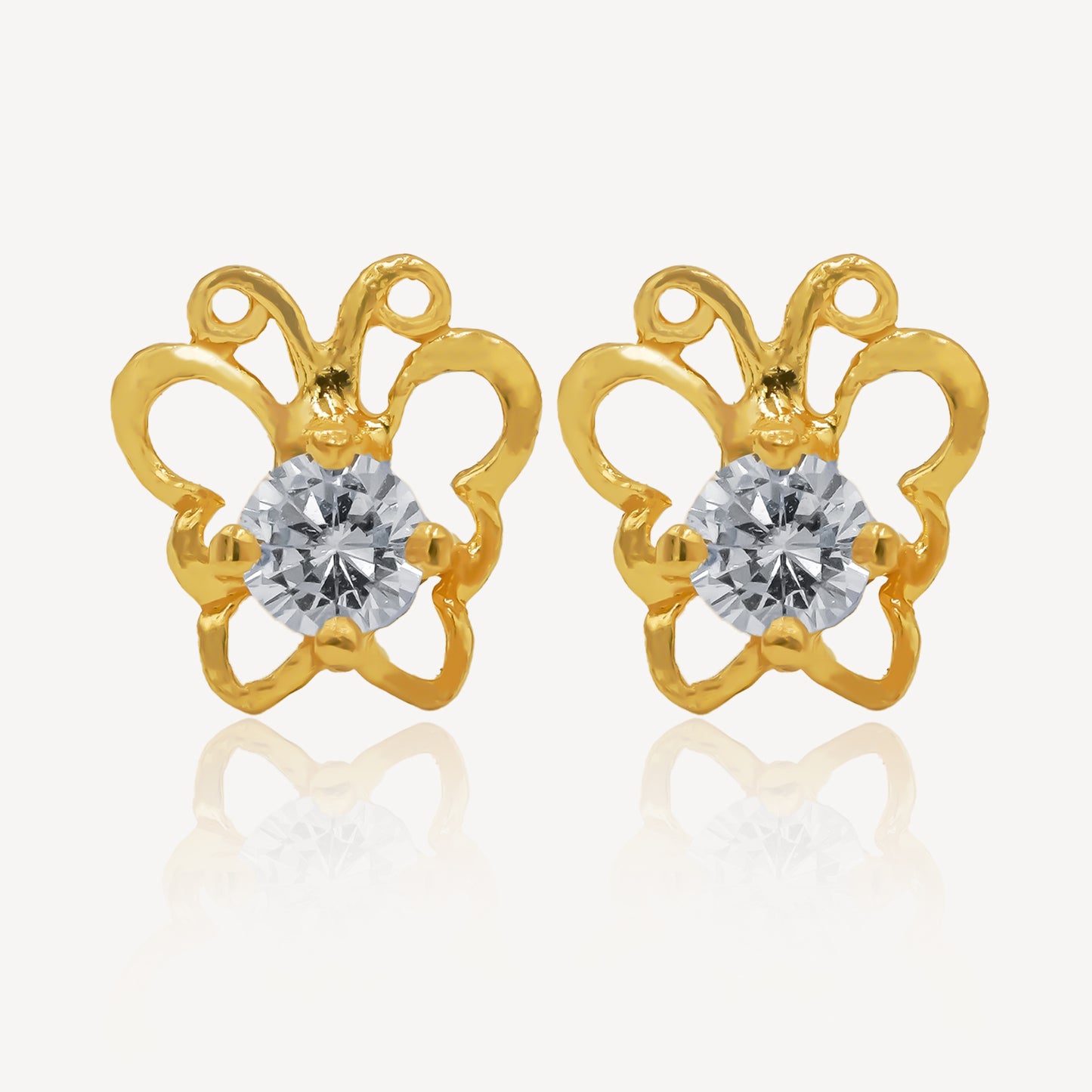 916 Gold Diamond Butterfly Earrings