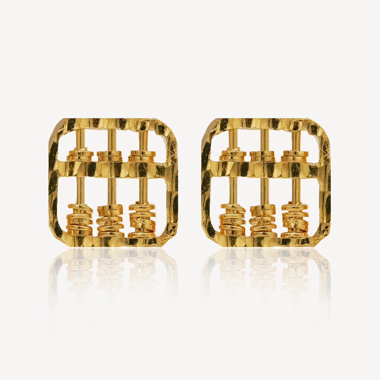 916 Gold Abacus Box Earrings